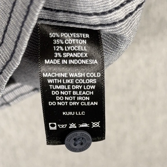 KUIU Shirt Basin Short Sleeve Button Up Blue Mens Medium Heathered Steel Camp - Picture 9 of 14